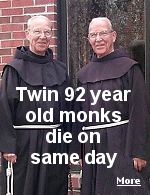 Adrian, left, and Julian Riester, identical twins and brothers in the Order of Friars Minor, outside the St. Bonaventure Friary in St. Bonaventure, N.Y. 